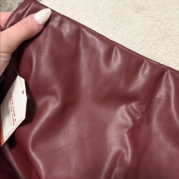 Burgundy Faux Leather Mini Skirt - Picture 11 of 12